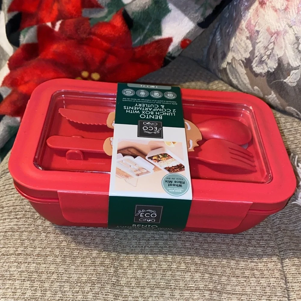 ❤️NWT ECO Circoa Bento Lunch Box within 2 Compartments & Cutlery